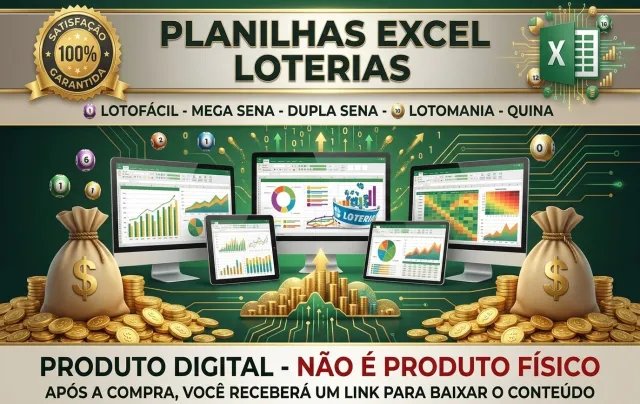 1000 Planilhas de Loterias Lotomania Mega Sena Dupla Sena