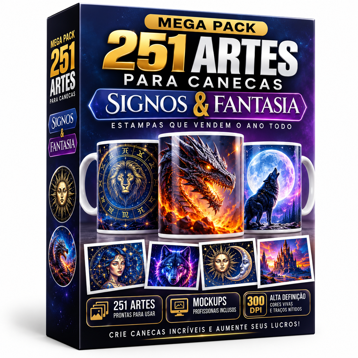 ⚡ 251 Artes Para Canecas Sublimação Signos & Fantasia | Alta Resolução + Mockups | Envio Imediato Automático
