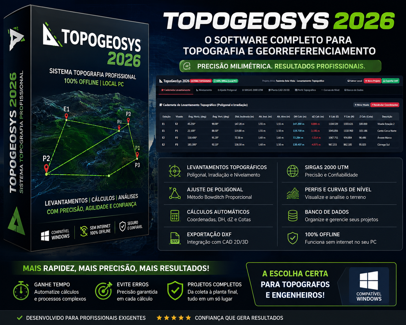 TopoGeoSys 2026 - Software para Topografia com Georreferenciamento
