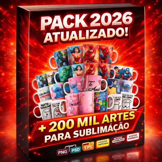 Pack 200 Mil Artes Sublimação Canecas 2026 Atualizado