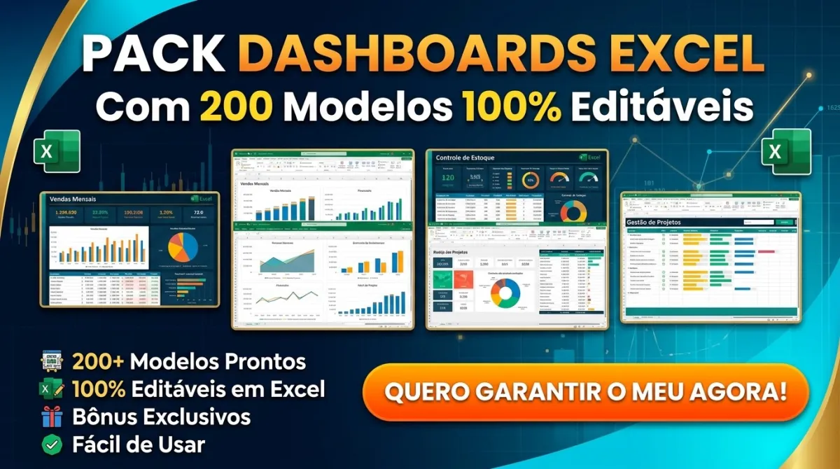 Pack Dashboards Excel Com 200 Modelos 100% Editáveis